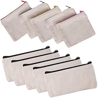 sacchetti in tela vuoti con cerniera, articoli di sublimazione per cosmetici, astuccio, articoli da toeletta, fai da te e portamonete (confezione da 10)