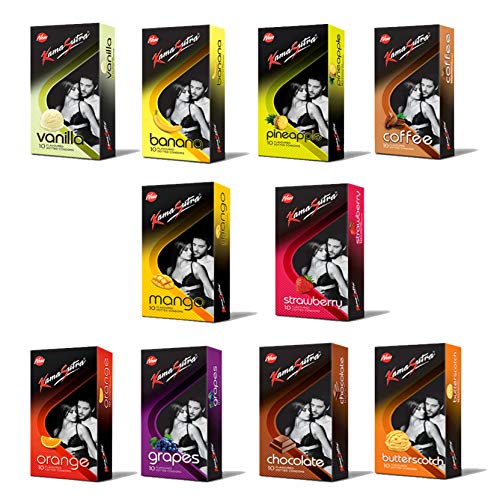 Image of Kama Sutra Flavours Dotted Condoms - Pack of 10, 100 No's