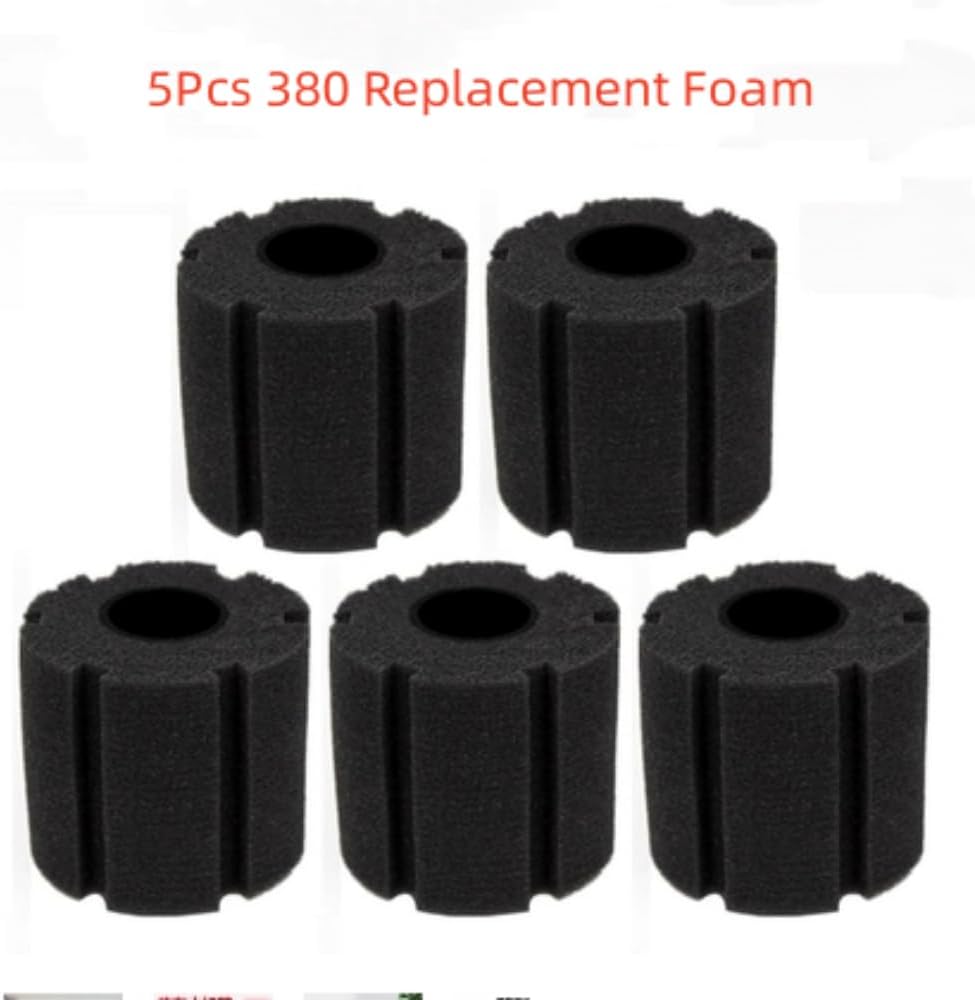 Bio Sponge Filter Breeding Fry Betta Shrimp Nano Fish Tank Aquarium, XY-180/280/380 Option (5Pcs 380 Replacement Foam)