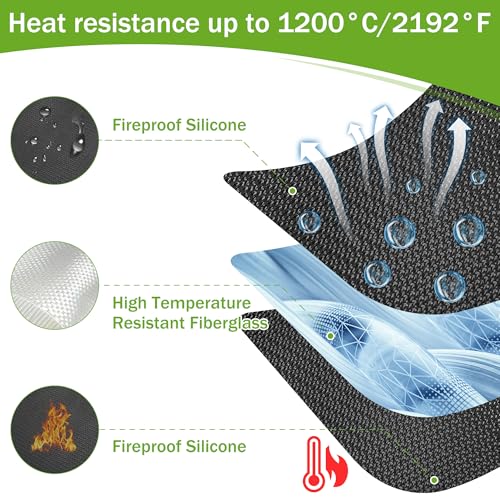 TranRantic Feuerfeste Unterlage, 60x105cm Grillmatte für Gasgrill Bodenschutz, Faltbare Grillunterlage Bodenschutzmatte für BBQ Grills, Wiederverwendbar Grillunterlage für Boden Rasen