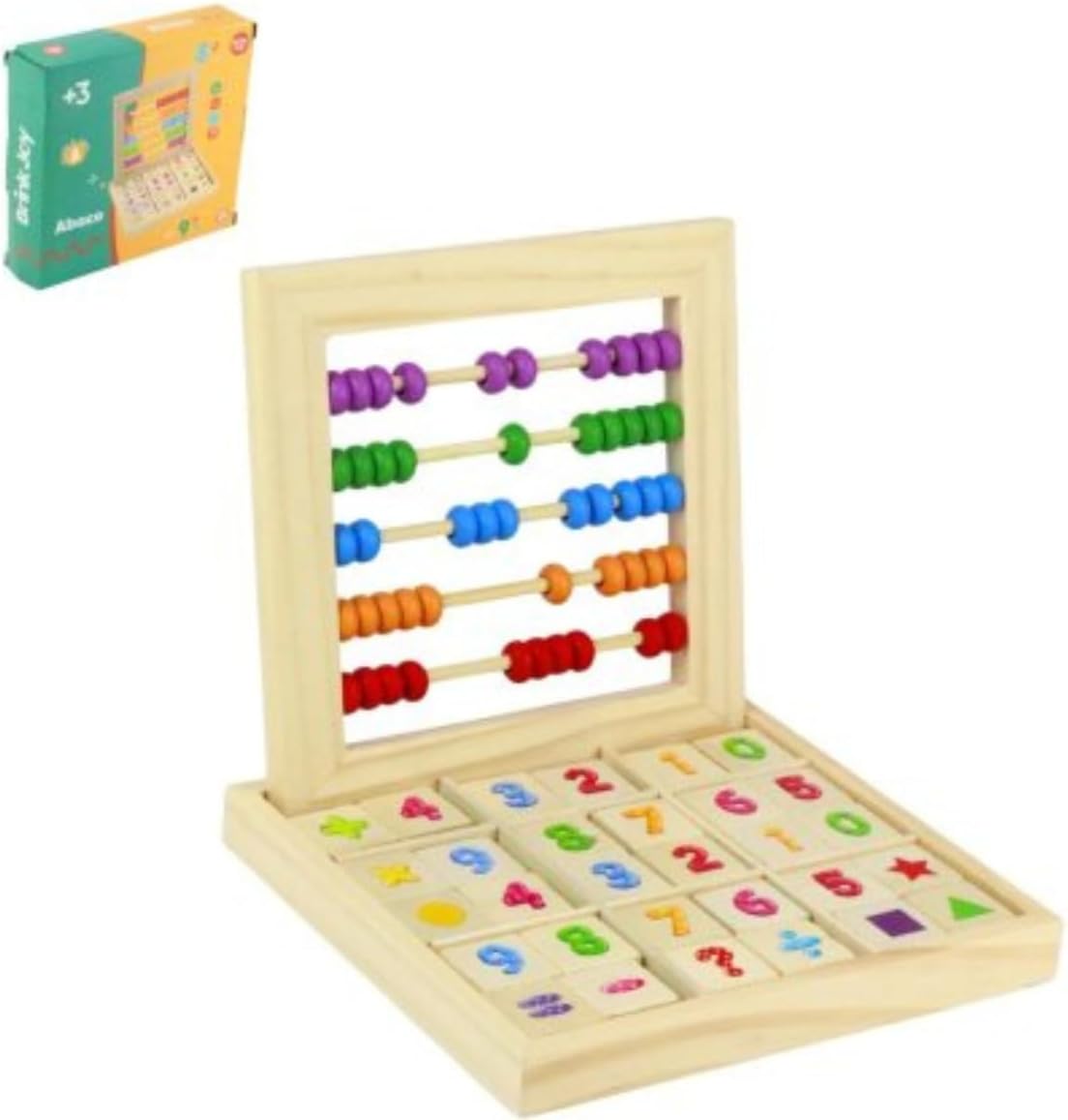 Ábaco Educativo Educativo Madeira Multicolorido Brinquedo 5 Hastes com Blocos Númericos Estudo Matemática Lúdico