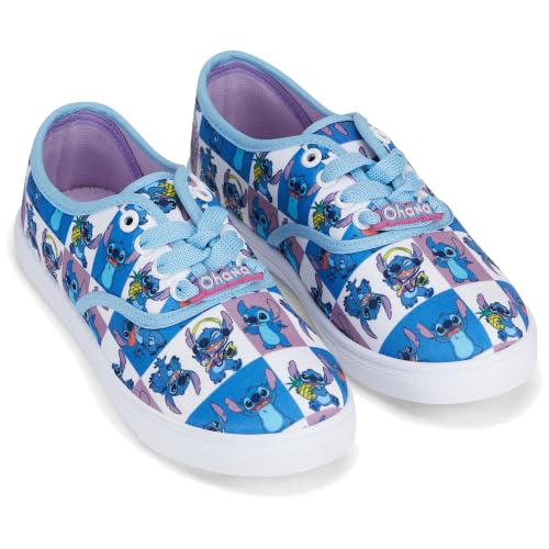 Disney Ladies Lilo and Stitch Shoes - Ladies Classic Lilo and Stitch Lace Up Canvas Sneakers Lilo and Stitch Canvas Lace up Sneakers (Blue, 11) - image 1