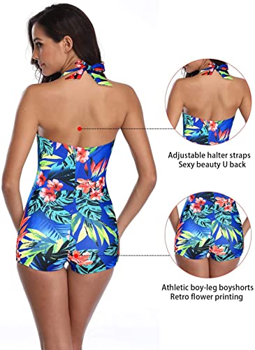 Roupa de banho feminina vintage push up controle de barriga uma peça atlética plus roupa de banho fe