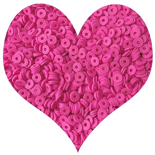 3000Pcs Flat Round Polymer Beads Vinyl Heishi Beads for Jewelry Making Women Necklace Bracelet Earrings (14-Rose Red)