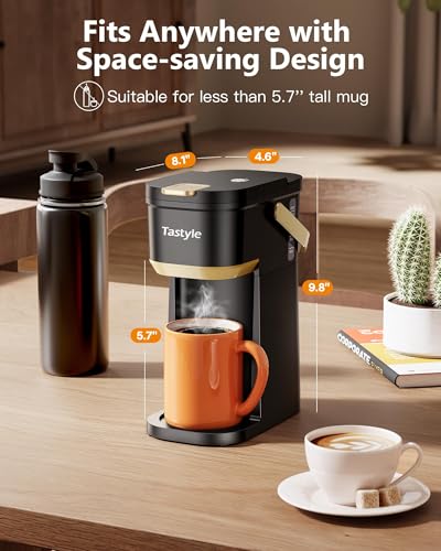 Single-Serve-One-Cup-Coffee-Maker-for-K-Cups-and-Grounds-Mini-Coffee-Maker-with-Portable-Handle-6-to-12-Oz-Brew-Size-for-Travel-Camping-Office-RV-and-Dorm-Black-and-Gold Single Serve One Cup Coffee Maker for K Cups and Grounds Mini Coffee Maker with Portable Handle 6 to 12 Oz Brew Size for Travel Camping Office RV and Dorm Black and Gold