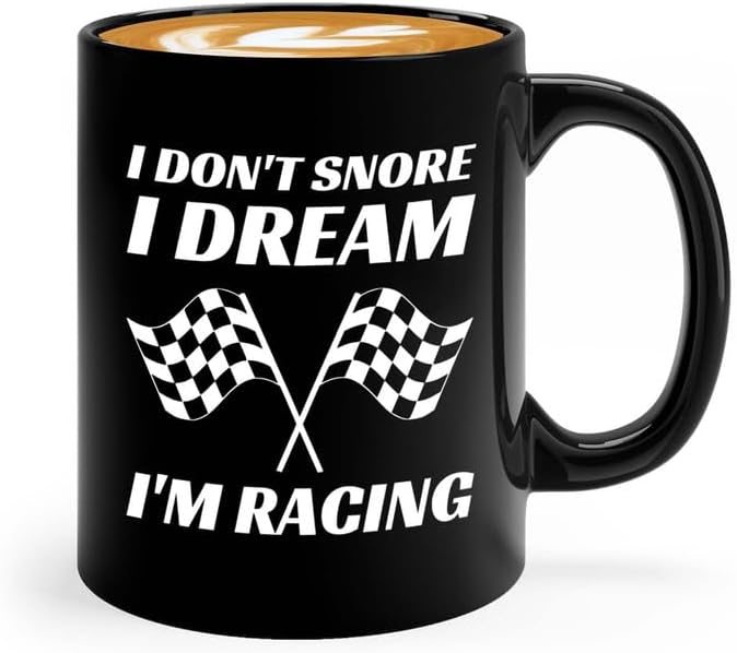 Taza de café Racer de 11 onzas, color negro, "I Don't Snore", Fuel Speed Racer Car Guys Circuit Automotriz Racing Boy Regalos para él, papá,