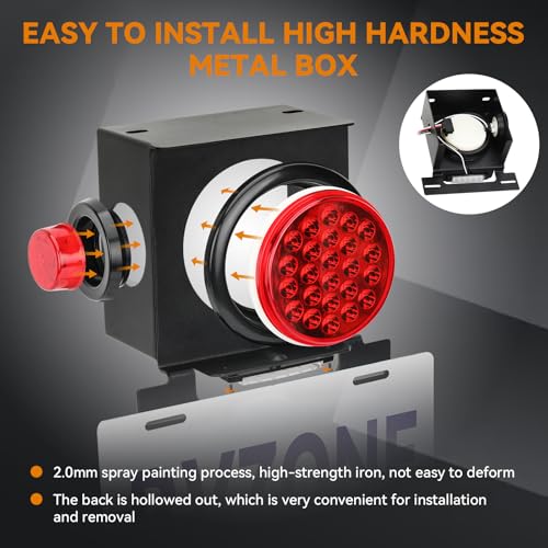 Image of RVZONE 2‑Pack 12V IP67 LED Trailer Light Kit, Stop Brake Turn Marker Lights | 2‑Pack IP67 LED Trailer Light Kit, high‑brightness beads, heavy‑duty steel housing, multi‑function for trailers trucks RVs
