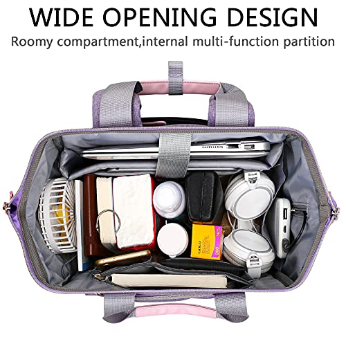 Laptop Backpack For Women,Large Computer Backpack Fits 17 Inch Laptop With Usb Charging Port Rfid Water Resistant School Purse Casual Purple Bookbag For Teacher/Work/College/Nurse/Doctor/Woman #TOP2