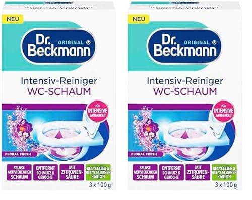 Dr. Beckmann Aktivkohle Wc-Schaum | Selbstaktivierender Schaum 3x 100 g | Floral Fres (Packung mit 2)
