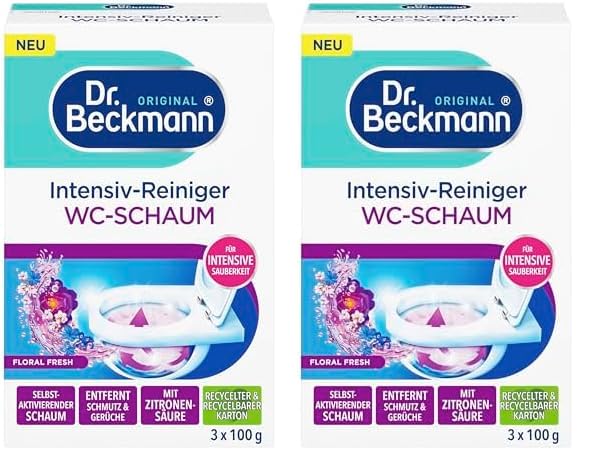 Dr. Beckmann Aktivkohle Wc-Schaum | Selbstaktivierender Schaum 3x 100 g | Floral Fres (Packung mit 2)