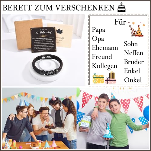FAOMZQ 17. Geburtstag Junge Geschenk, Geburtstag Armband Geschenke für Jungen zum 17. Geburtstag, Geschenk für 17-Jährige Jungen Teenager Sohn Bruder Freund Enkel Neffen von Mama Papa Eltern