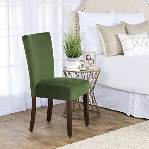 Homepop Parsons Classic Upholstered Accent Dining Chair, Set Of 2, Dark Green Velvet #TOP1