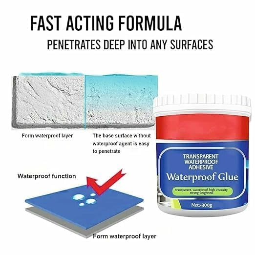 Image of SR Crack Seal Glue 300gm with Brush Transparent Waterproof Resin Epoxy for Roof Leakage Crack Seal Agent Roof Water Leakage Solution Water Proof Glue for Waterproofing (300 GM / 1 Pack)