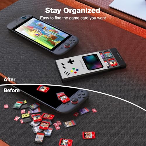 HEIYING Switch Game Card Case for Nintendo Switch 2 / OLED / Lite Games Cards, Metal Game Storage Holder with 20 Games Card Slots and 20 Micro SD Cards Slots