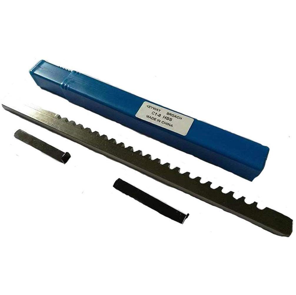 Keyway Broach HSS 8mm C Push Type with 2 Shims Cut Length 0.39-2.5in for CNC Router