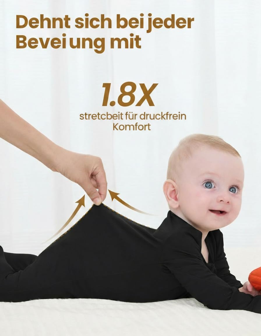 PatPat Lot de 3 barboteuses pour bébé garçon de 0 à 24 mois Ensemble pyjama en viscose de bambou avec chauffe-pieds Vert olive Gris ou Bleu marine Blanc Gris foncé