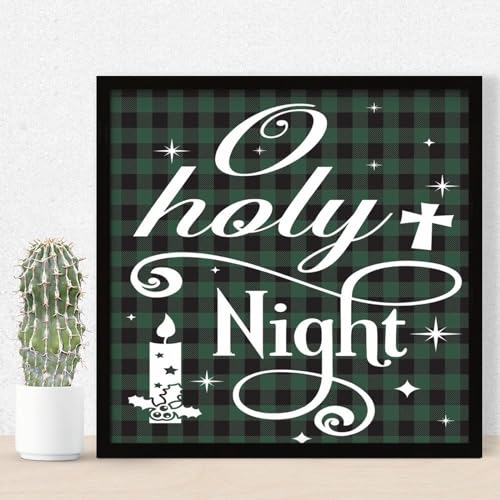 Plaque en bois encadrée O Holy Night fabriquée avec soin pour un style unique