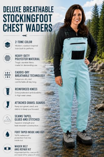 Image of Caddis Women's Attractive Teal Deluxe Breathable Stocking Foot Chest Wader