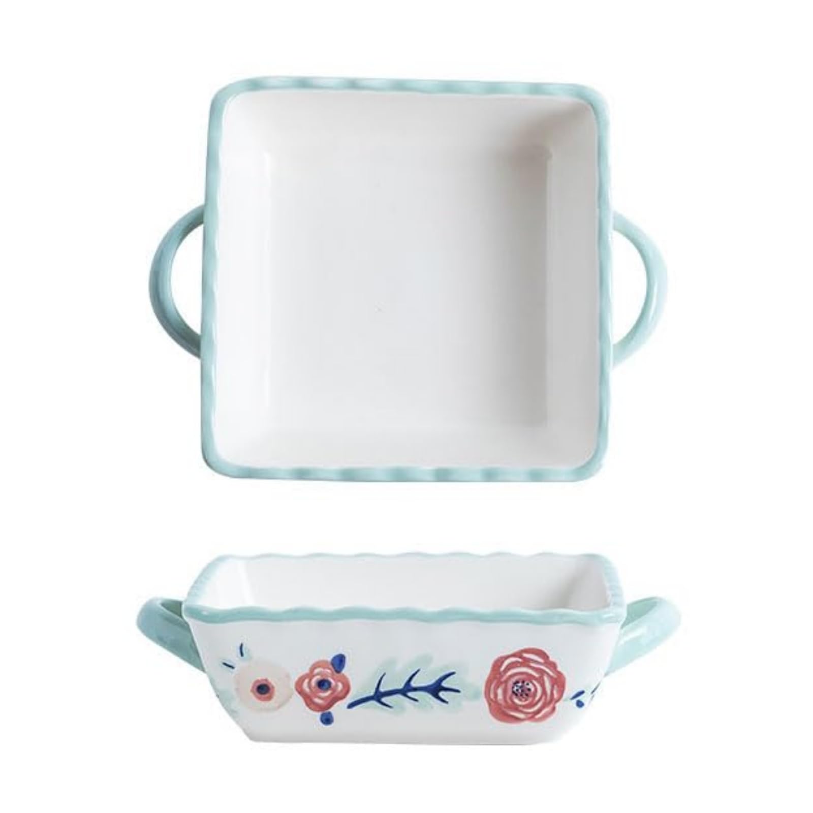 Ceramiczne naczynia do pieczenia, głębokie, prostokątne patelnie do zapiekanek z uchwytami do piekarnika, idealne do pieczenia lasagne, ciast, zapiekanek mięsnych lub warzywnych, naczyń kuchennych