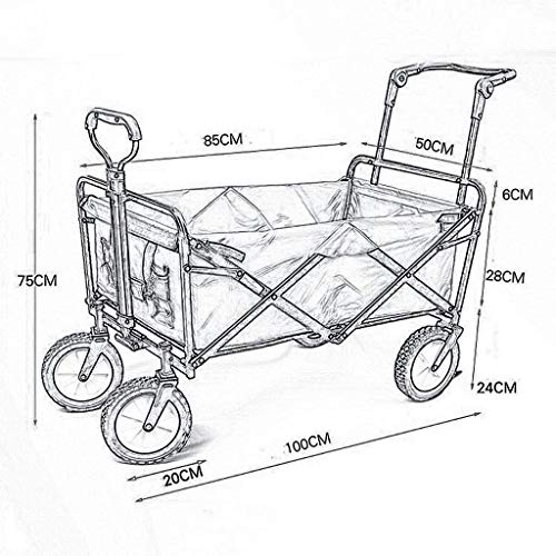 Carrito de jardín plegable multiusos con toldo, resistente para exteriores, carga máxima 80 kg, 4 ruedas neumáticas miniatura 3