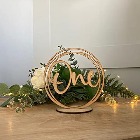 Covering All Occasions Personalised Wedding Table Numbers | 9 Designs | Wedding Table Decoration Wedding Decorations Wedding Decor | Mirror Acrylic Wood Oak (Circle Lattice - with Stand) Cover