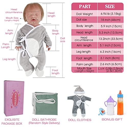 Vollence 46cm addormentata Bambola Piena di