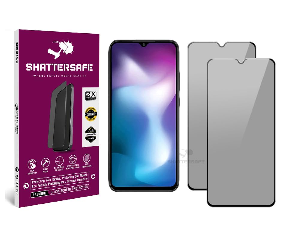 Image of Anti-Spy Privacy Tempered Glass Compatible For Redmi 9 Activ / 9A Sport / 9i Sport [Pack of 2]. Anti-Scratch, Edge-to-Edge Protection With Easy Installation Kit & Case Friendly Fit.