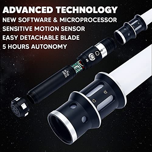 Image of SABNEO Light Saber V7 Changeable Colors-Smooth Swing & Sound Dueling Light Sabers Rgb-10 Sound Effects, Silver, Kid
