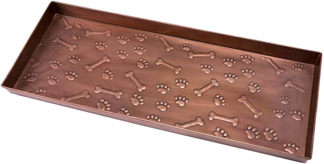 Plow & Hearth Embossed Metal Paws and Bones Boot Tray