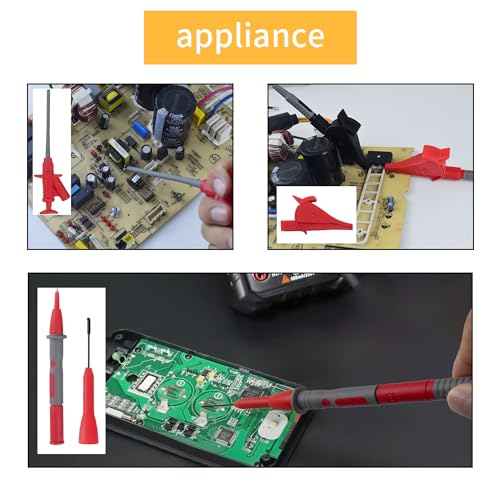Image of ZIBOO KIT-12 Multimeter Test Leads Kit,with Alligator Clips Piercing Needle Non-destructive Test Probe,Flexibility Hook Clip,Slim-Reach Test Probe, for High Voltage Oscilloscope Differential Probe Kit