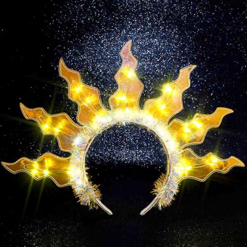 Zoestar Light Up Sun Headbands LED Goddess Halo Crown Headband Flame Hair Accessories for Women