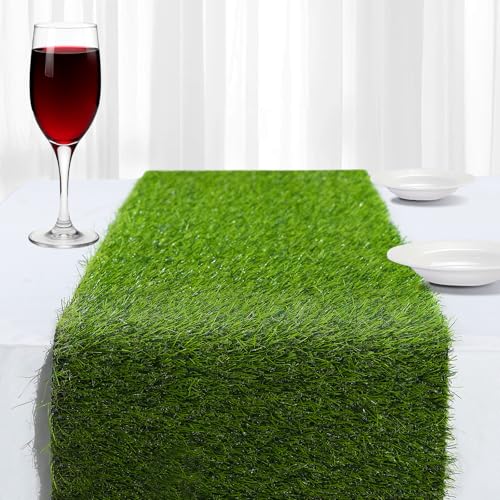 Zhouxitu Artificial Grass Table Runner, 13 X 36 In Turf Table Runner - Realistic Faux Grass Runner For Golf Party, Wedding, Baby Shower, Indoor Outdoor Decor