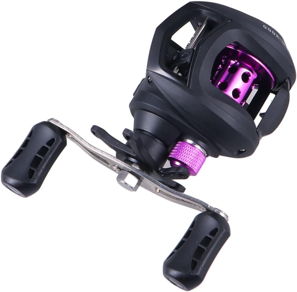 Happyyami 1pc Gear Ratio Fishing Reel Magnetic Brake System Left-Handed Design for Ice Fishing and More Bearing