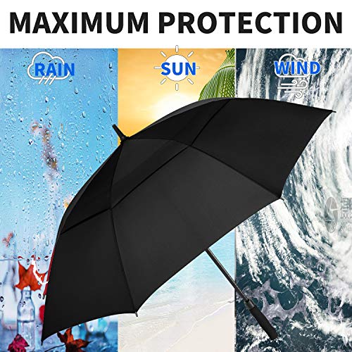 Mrtlloa 62/68/72 Inch Automatic Open Black Golf Umbrella, Extra Large Oversize Double Canopy Vented Windproof Waterproof Stick Umbrellas For Rain(62 Inch) #TOP6