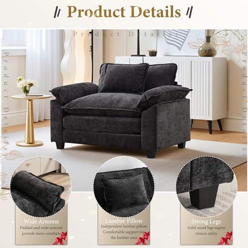 Sillón Plegable Chenille Negro miniatura 5