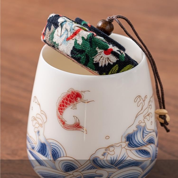 Tasse à thé Tasse en céramique avec couvercle et filtre de séparation du thé, tasse à thé en jade d'agneau for usage domestique Récipient de trempage