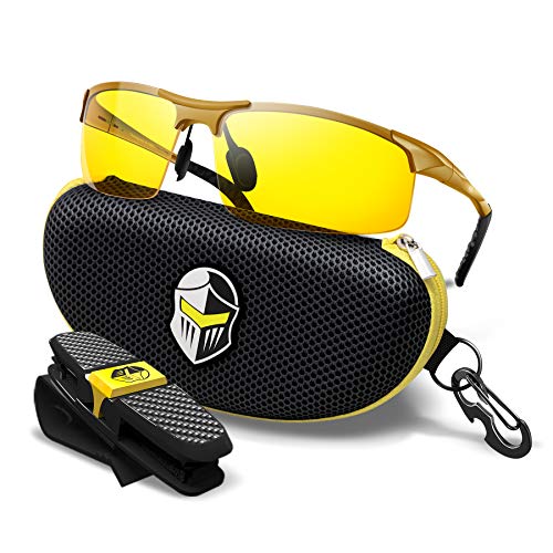 BLUPOND Night Vision Glasses for Driving For Men Women - Yellow Tint Anti Glare Glasses for Nighttime - Knight Visor