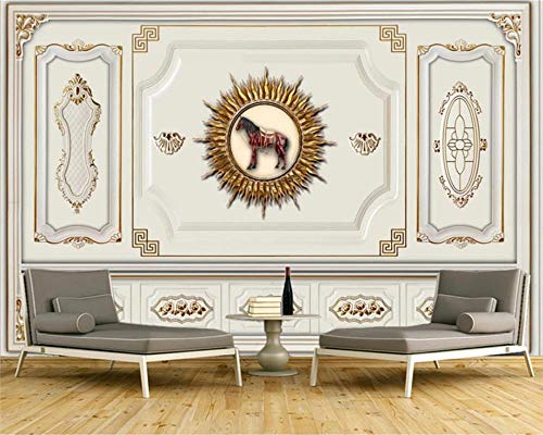 papel de parede Kundenspezifische moderne minimalistische goldene Gips europäisches Muster TV Hintergrund Tapete papier peint - 200x140cm/79"x 55