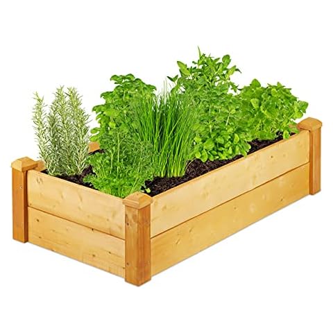 Relaxdays Huerto Urbano, Jardinera Rectangular Madera Cover