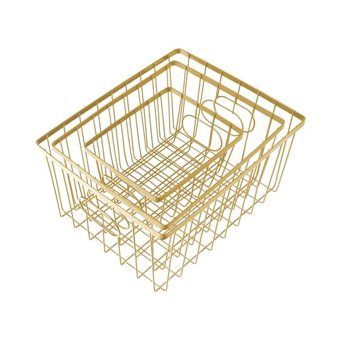 happimess BSK3001D-6SET Camden Vintage Industrial Wire Metal Nesting Storage Baskets for Shelves, Cabinets, Pantry, Countertop, Mesh Open Bin Basket for Organizing Supplies, Gold (Set of 6) by happimess - Image 5