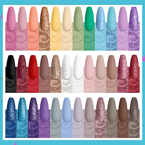 Saviland Dip Powder Nail Kit - 36 Glitter Dip Powder Colors Fast Dry Nail Dip Powder Kit Dip Powder Set Dip Nails Powder Starter Kit For Beginners Diy Home Salon - No Lamp Needed #TOP1