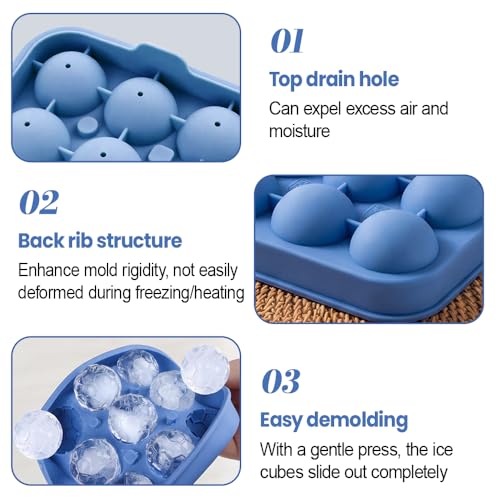 Molde de hielo balón de fútbol 2 piezas silicona con tapa miniatura 3
