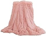 Kuscheldecke Longhair Fell Optik Sofa Decke Microfaser Kunstfell TV-Decke Tages Klimaanlage Decke (Helles Pink, 200 x 230 cm)