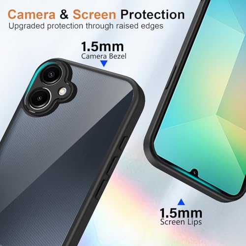 Image of Kapa Hawkeye Clear Slim Tough Back Cover for Samsung Galaxy F70e 5G | Camera Lens Protector Anti Yellow Shockproof Clear Hybrid Case Cover (Black Sides)