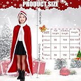 YISKY Roter Weihnachtsumhang mit Kapuze, Damen Santa Claus Kostüm, Rot Samt Mantel, 100 cm, Unisex, Elegantes Design, Perfekt für Weihnachten, Silvester, Cosplay & mehr