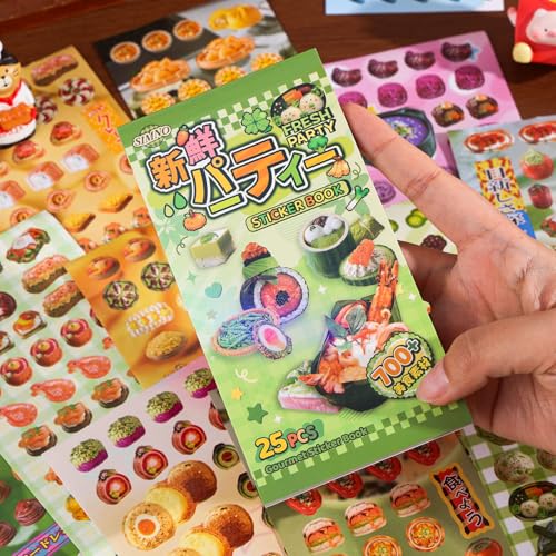 Image of Girl's Japanese Retro Sticker Book, Food and Daily Life Theme - 700+ Cute Old Showa Style Foodie Stickers, for DIY Scrapbooking Journaling Handbook Decoration