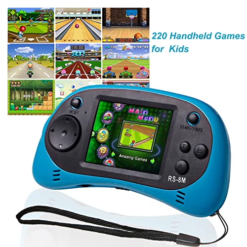 E-MODS-GAMING-Kids-Handheld-Games-16-Bit-Retro-Video-Games-Console-with-220-HD-Electronic-Games-25-LCD-Portable-Travel-Games-Entertainment-Gifts-for-Boys-Girls-Ages-4-12-Sky-Blue