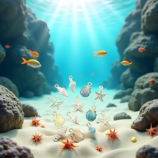 13 Pcs Starfish Conch Sea Shell Pendants Mixed Random DIY Charms Sea Necklace Pendant for Women Jewelry Creative Jewelry Making Handmade Nautical Ocean Shell Enamel Craft Charms Accessory - Image 2