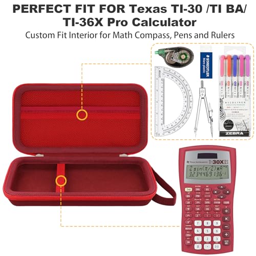 Étui de voyage rigide Khanka pour Texas Instruments TI-30XIIS rouge - 6