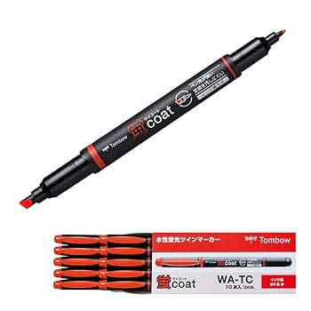 Amazon.co.jp: トンボ鉛筆 蛍光ペン 蛍コート 赤 10本 WA-TC94